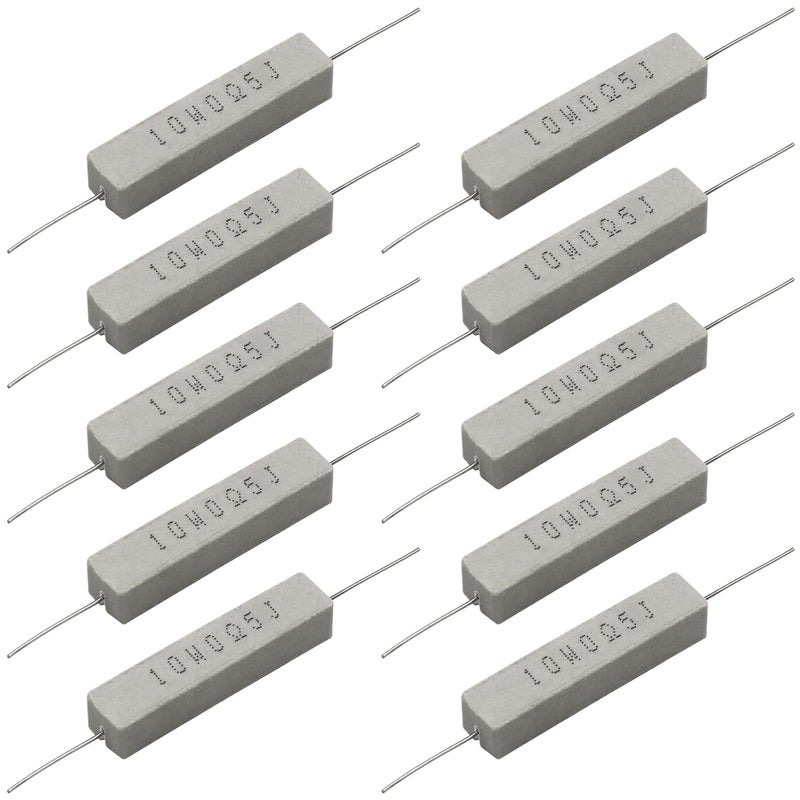 Dimlove 10 PCS 10w 0.5 Ohm 5% Axial Lead Wire Resistors - White Wound Fixed Ceramic Cement Power Resistors with Horizontal Mounting and Flame/Heat/Moisture Resistance - Image 1